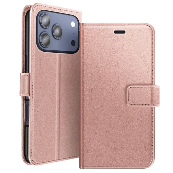 Plånboksfodral för iPhone 17 Pro med handledsrem och ställfunktion Mayaxess Rosa Rosa