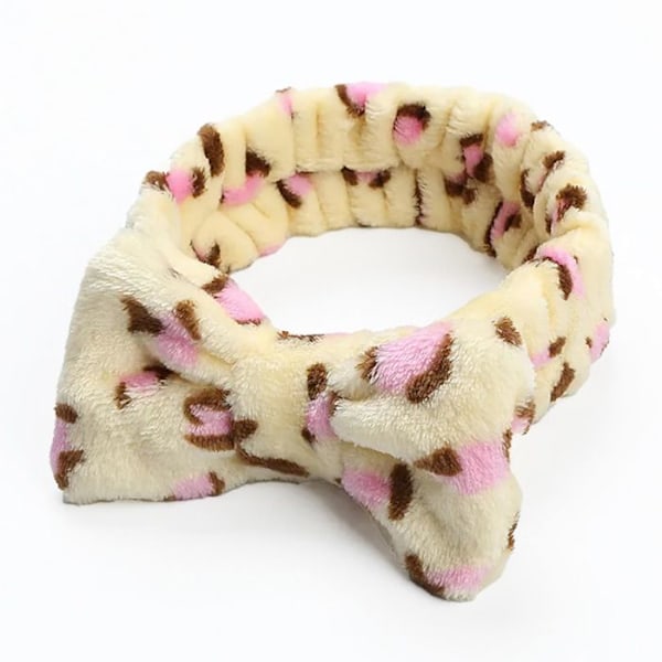 Bandeau Spa til Hår i Plys Leopardprint Beige og Lyserød Beige Beige
