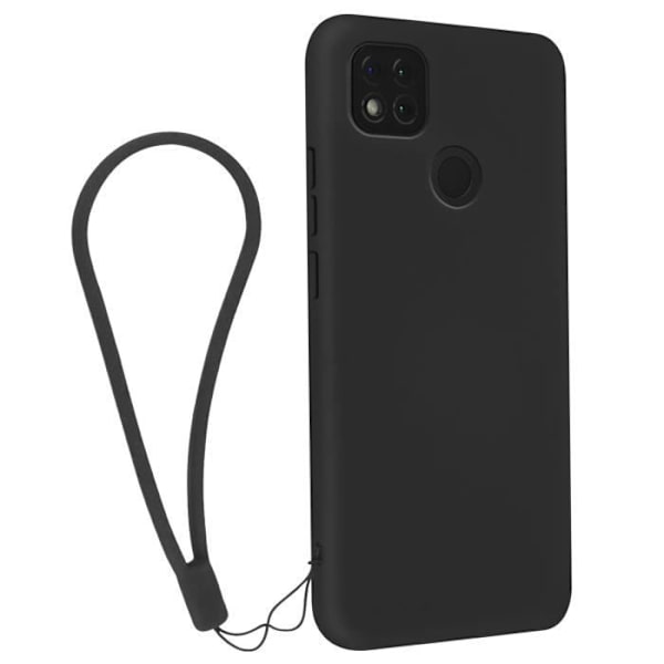 Skyddande skal - Xiaomi - Redmi 9C - Silikongel - Semi-rigid - Inkluderad rem Svart