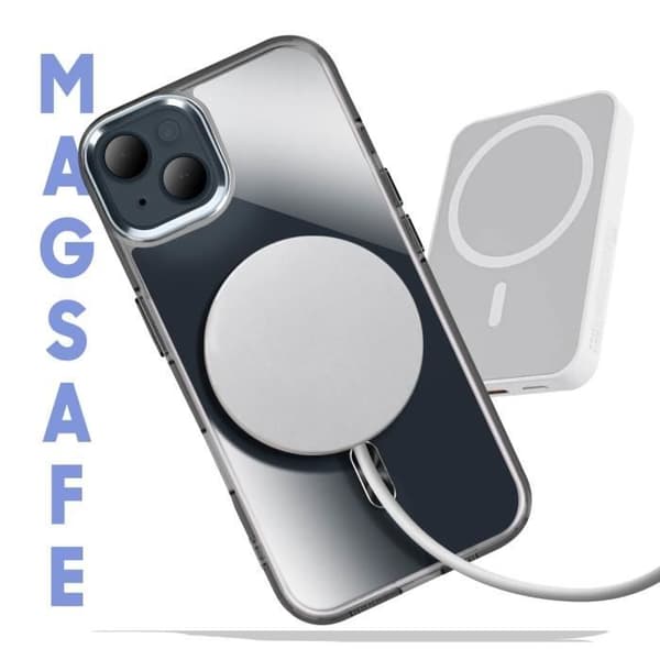 Coque MagSafe - iPhone 15 - Glas Bagside Farve - Sort - Anti-gulning Svart