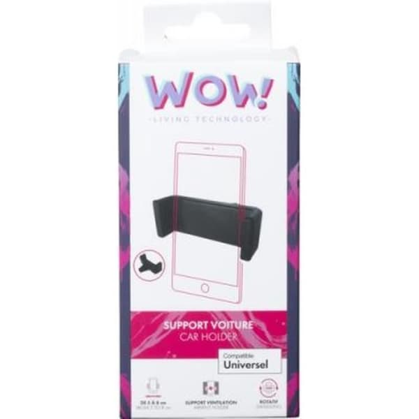 Støttebil til smartphone - WOW - Justerbar - Kompatibel med covers - Sort - 42g Svart