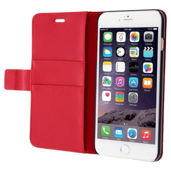 iPhone 6 Plus/6s Plus Fodral - Avizar - Röd - Ekologiskt läder - Mjuk skal - Magnetisk stängning Röd