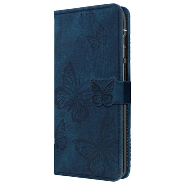 Samsung Galaxy A26: Butterfly Case, Wallet, and Video Stand, Blue Blå