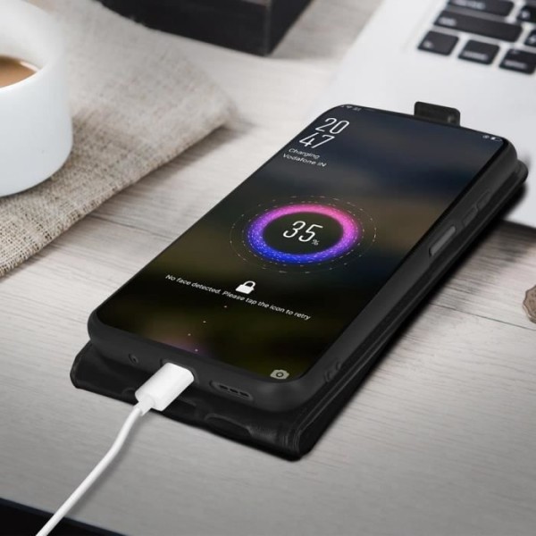 Etui - AVIZAR - Xiaomi Redmi 10 - Ekologiskt läder svart - Vertikal flip-skal - Inbyggd kortficka Svart