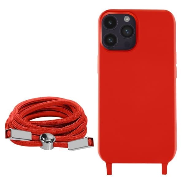 Coque - AVIZAR - iPhone 14 Pro Max - Semi-rigid - Cordon til halsen 80cm - Rød Röd