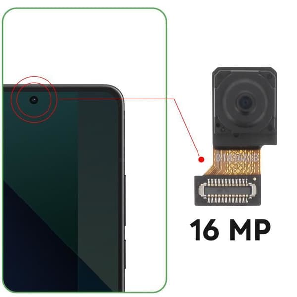 Frontkamera - AVIZAR - Xiaomi Redmi Note 13 4G - 16MP - Sort Farve - Ny Svart