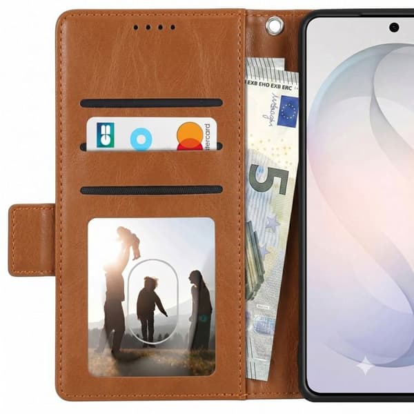 Etui til Honor 600 med kortopbevaring og videostøtte i brun brun