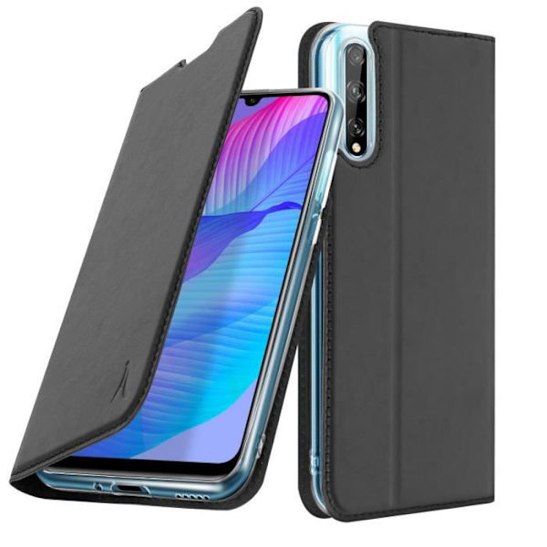 Housse - AKASHI - Huawei P Smart S - Ekologisk läder - Videostöd - Svart Svart