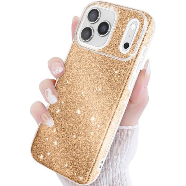 Cover - UNDERRETTE - iPhone 17 Pro Max - Bi-Materiale - Glitrende Guld - Elegant Beskyttelse Gul