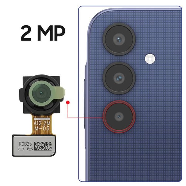 Bagkamera Macro til Galaxy A25 5G / A22 4G / A12 Service Pack Samsung Sort Svart