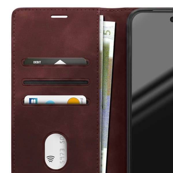 Pungetui til Google Pixel 11 / 11 Pro Suede Effekt med Støtte Bordeaux Röd