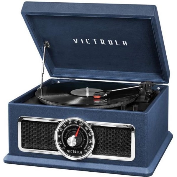 VICTROLA Plaza Music Ctr 4-i-1 Bluetooth multifunktionspladespiller - Blå - 33/45/78 rpm - Stereo