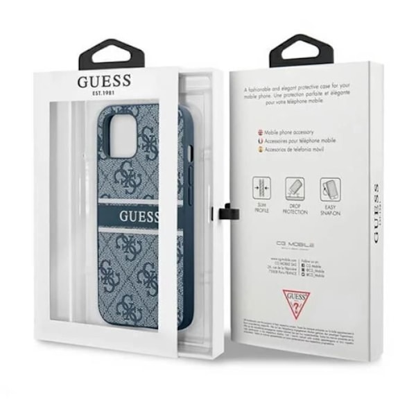 GUESS Cover med Monogram & Trykt Bånd til iPhone 13 (Blå)