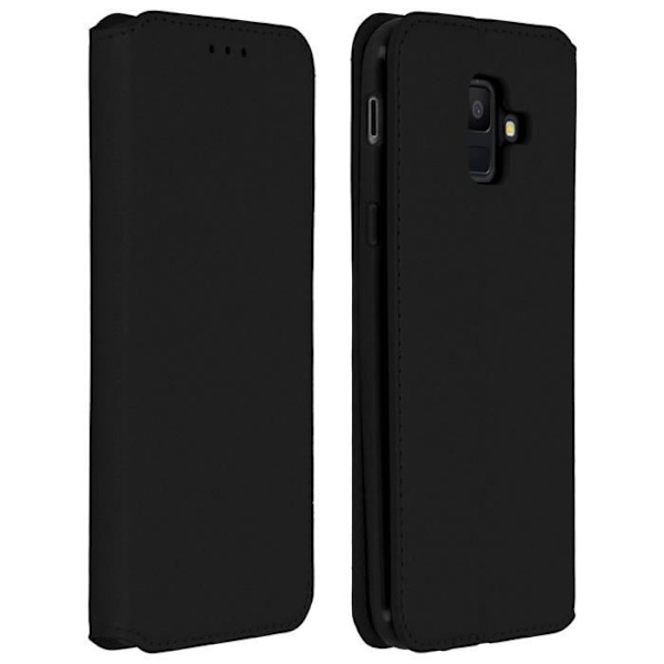 Etui til Samsung Galaxy A6 - Folio cover - Øko-læder - Sort - Stativfunktion - Kortholder Svart