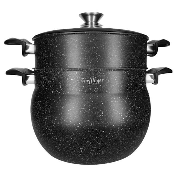 Marmite till Couscous - Cheffinger - 6L - Non-sticky - Marmoreringseffekt - Stötsäker Svart