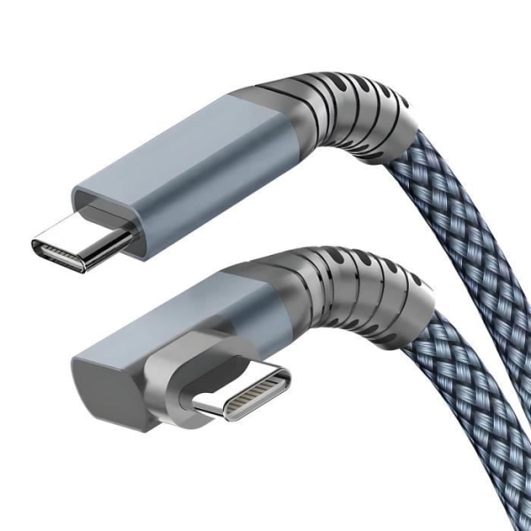 3 i 1 USB-C-kabel 100W Opladning 4K-opløsning 20Gbps Overførsel vinklet 2m Grå