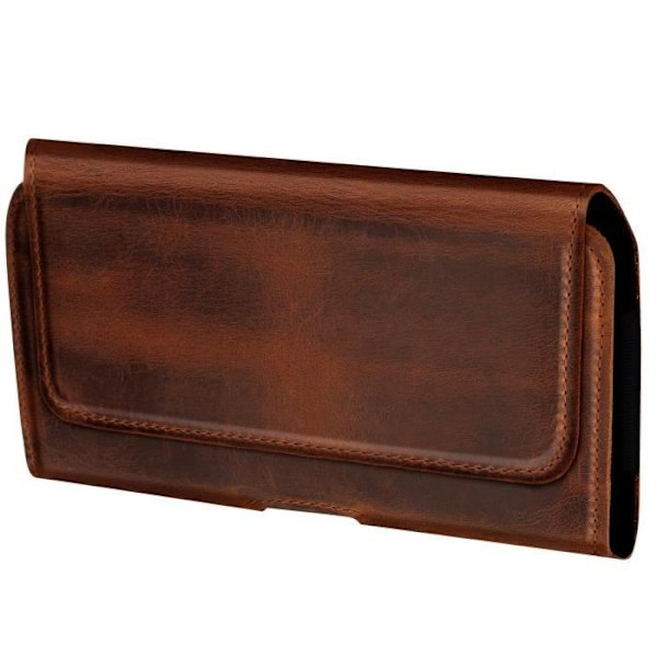 Universell Bälte Fodral Storlek XL Royal Läder Magnetstängning Brun - AVIZAR - Styv - Unisex kastanj