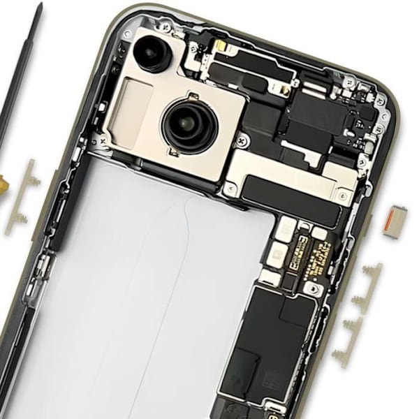 Virta-, äänenvoimakkuus- ja äänetön painike iPhone 15:lle ja 15 Plus:lle Keltainen - AVIZAR - Laadukas varaosa Gul
