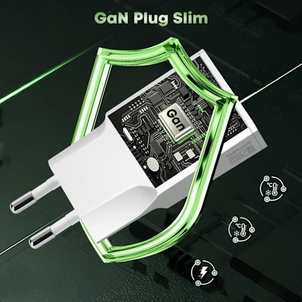 USB-C-väggladdare GaN 20W + USB Kompakt Format 4smarts Vit