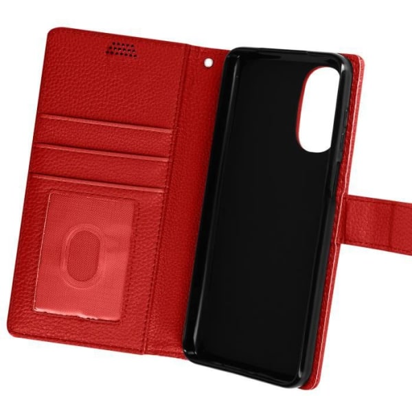 Motorola Moto G52 og G82 Case Flip Wallet Video Support Håndledsrem Rød