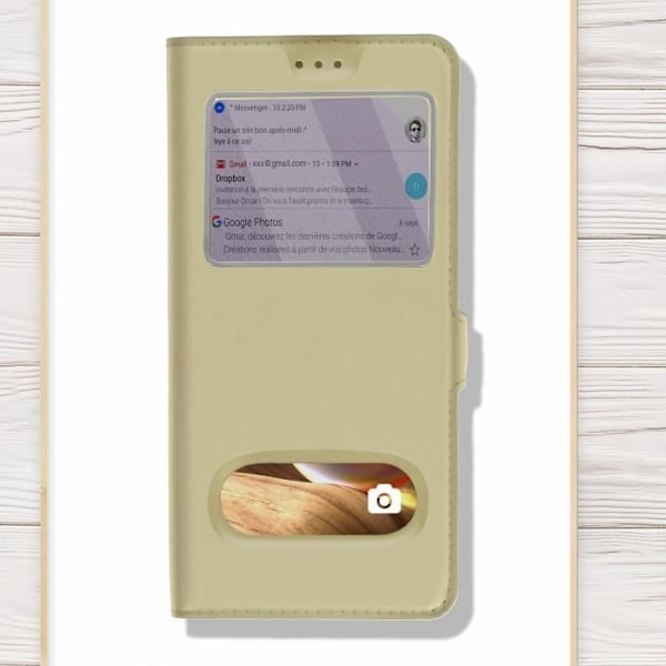 Hus til Samsung Galaxy A32 - AVIZAR - Dobbelt vindue - Gul - Hård - Mat - Unisex - Guld gyllene