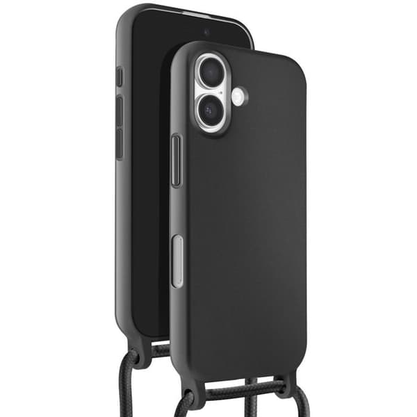 Cover - SÆT BEVIDST - iPhone 17 - Silikone Blød Berøring - Justerbar Snor - Sort Svart