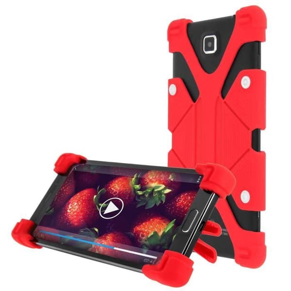 Smartphonefodral - AVIZAR - Universal - Röd silikon - Stötsäker - Skrivbordsstöd Röd