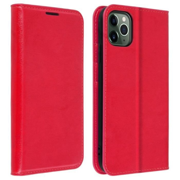 Foliofodral - AVIZAR - iPhone 11 Pro Max - Äkta Läder - Röd - Videostöd Röd