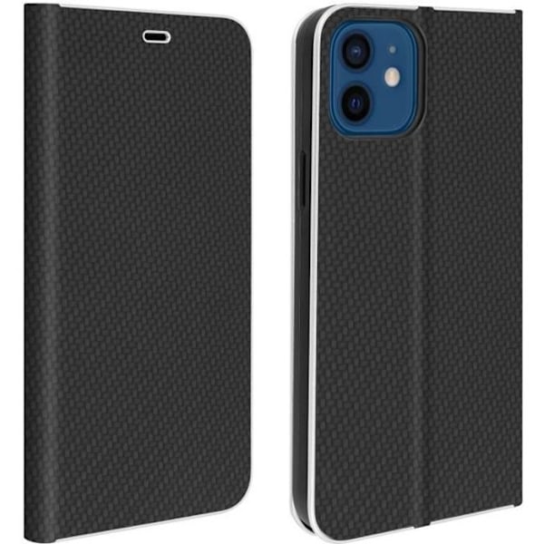 iPhone 12 / 12 Pro Case Kortholder Video Support Sort Carbon Effect Sort Svart