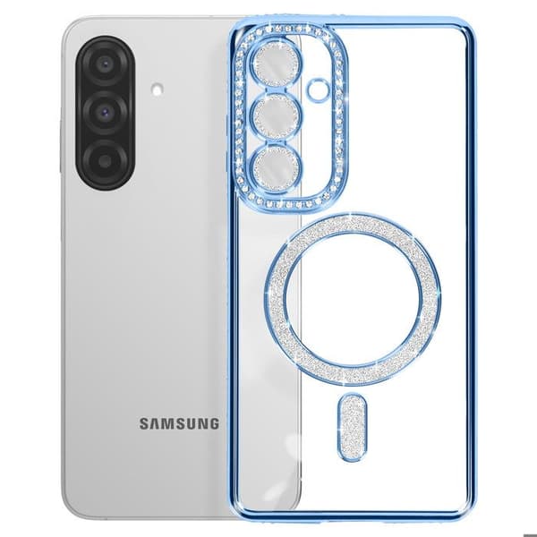 Fodral för Galaxy A27 Kompatibel med MagSafe med Blå Strasskant Blå