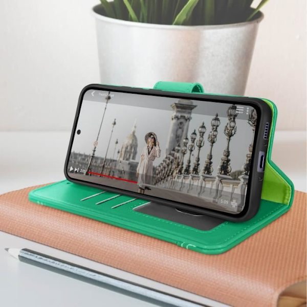 Suojakuori on yhteensopiva Samsung Galaxy A54 5G Wallet Green Case -kotelon kanssa