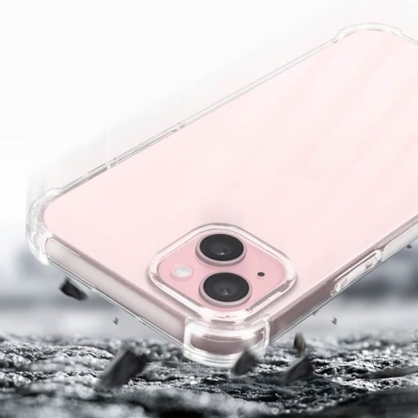 Fodral till Apple iPhone 15 Plus - AVIZAR - Classic Bump - Stötsäker Mjuk - Genomskinlig Vit