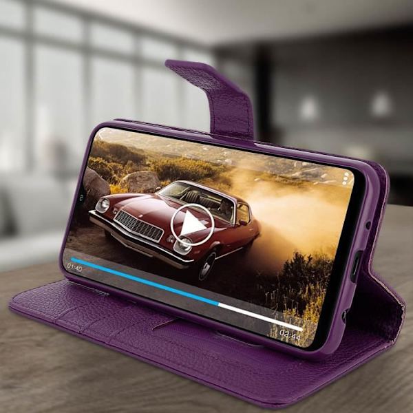 Housse til Samsung Galaxy A10 - AVIZAR - Folio Etui - Øko-læder - Video Støtte - Lilla Lila