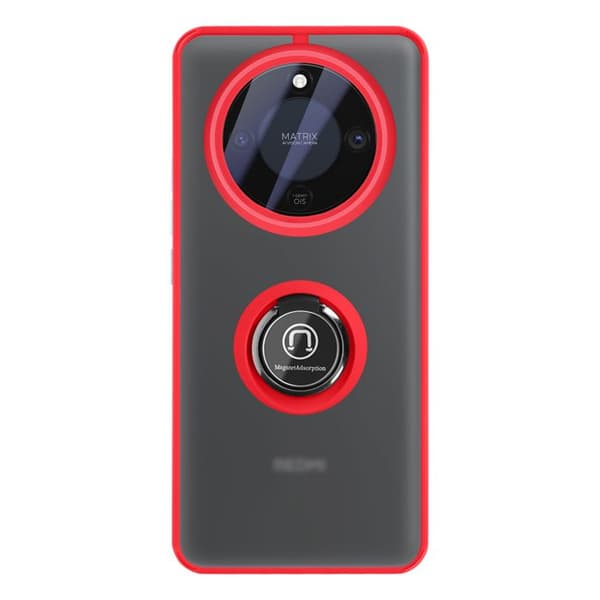 Skyddsfodral för Honor Magic 8 Lite, Bi-material med Röd Magnetring Röd