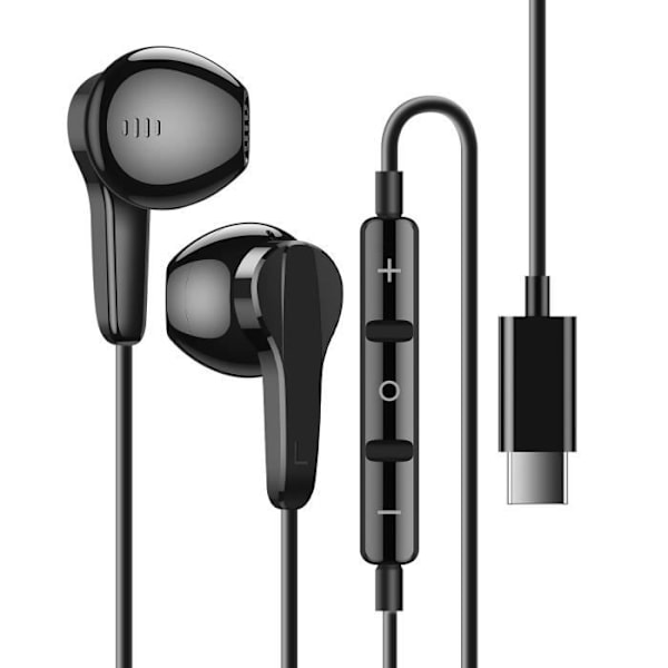 Magnetiske USB C-øretelefoner med mikrofon og LinQ-kontrolknapper Sort Svart