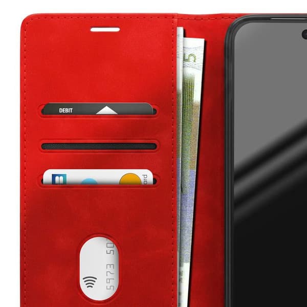 Plånboksfodral för Google Pixel 11 / 11 Pro Mocka Effekt med Stöd Röd Röd