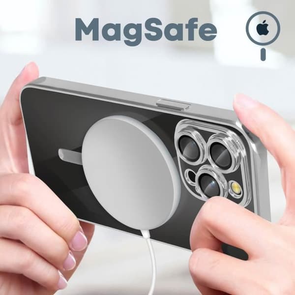 Coque - Apple - iPhone 14 Pro Max - Silikon - Silver - Kompatibel med MagSafe Pengar
