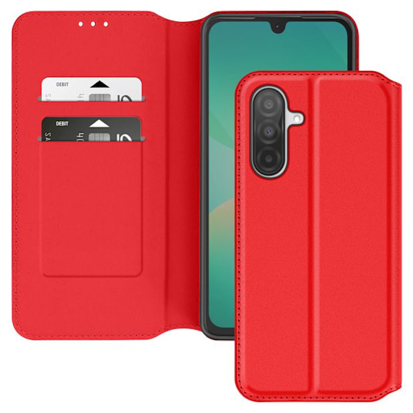 Samsung Galaxy A26 - Lompakkokotelo, Kortti- ja Video-tuki, Punainen Röd