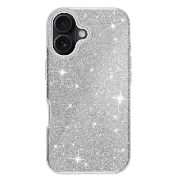 Glittercase för iPhone 16 Plus Stötsäker Glittrande Silver Grå