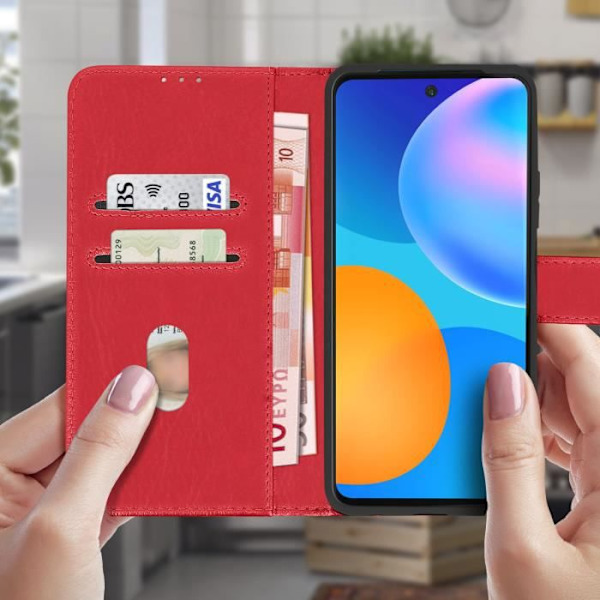 Huawei P smart 2021-fodral - AVIZAR - Röd - Skydd - Kortfack - Videostöd Röd