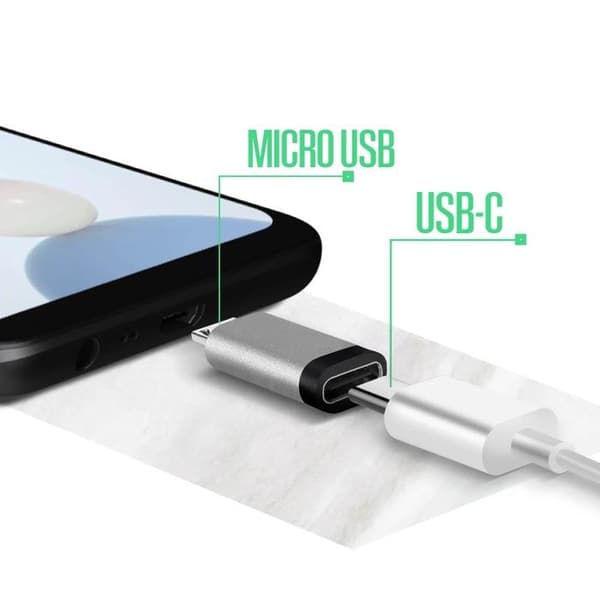 USB-C Hon till Micro-USB Han 2.4A – Snabbladdning och Synkronisering - Grå