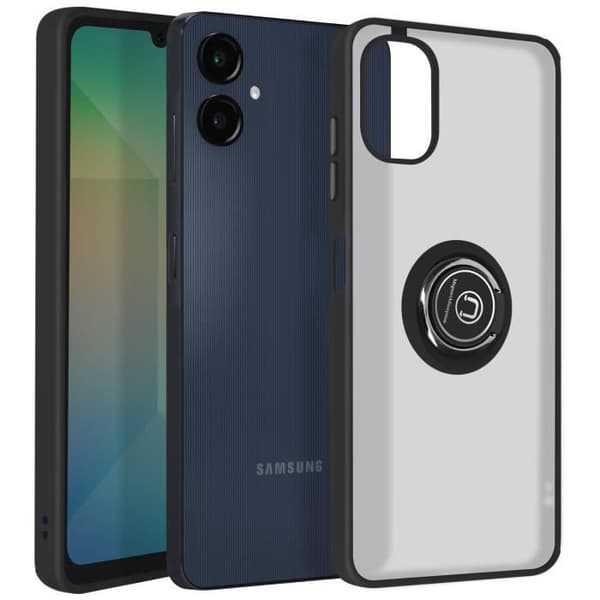 Coque til Samsung Galaxy A06 - Metallring - Stødabsorberende - Video Støtte - Sort Svart
