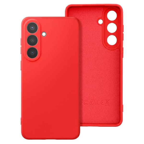 Silicone Soft-Touch-fodral för Galaxy S26 med röd mikrofiberfoder Röd
