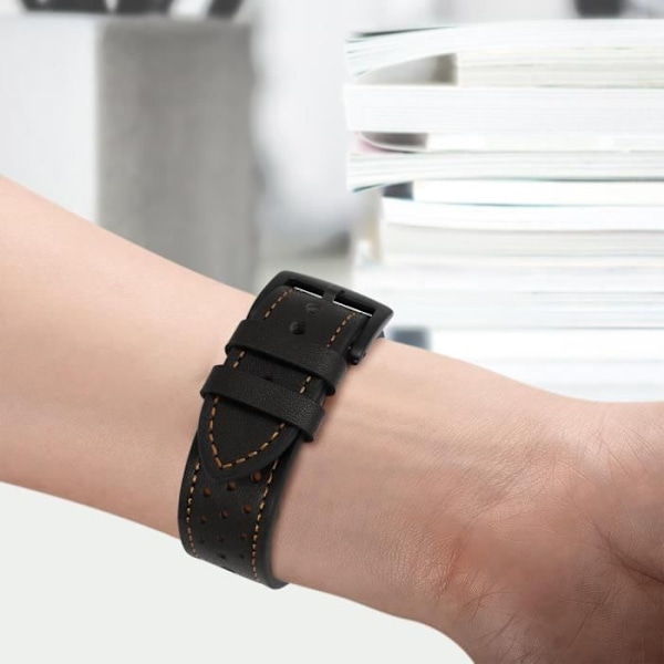 Rem till Samsung Galaxy Watch 4 i justerbart läder med stiftspänne svart Svart