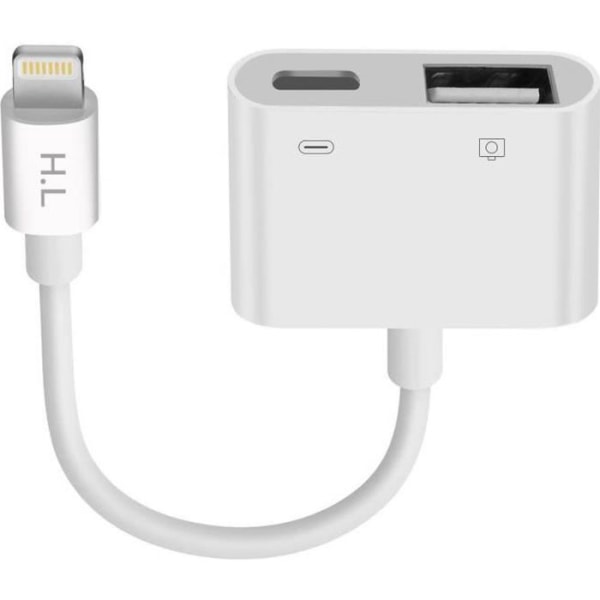 iPhone / iPad Lightning-USB- ja Lightning-lataussovitin Compact White