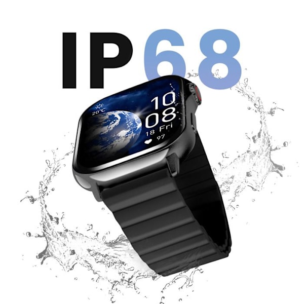 Smartwatch Hälsounderhåll Fullständig Autonomi 8d Vattentät IP68 Proove Svart Svart