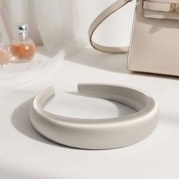 Bred Satin Kudde Hårband Sublimt Vit Vit
