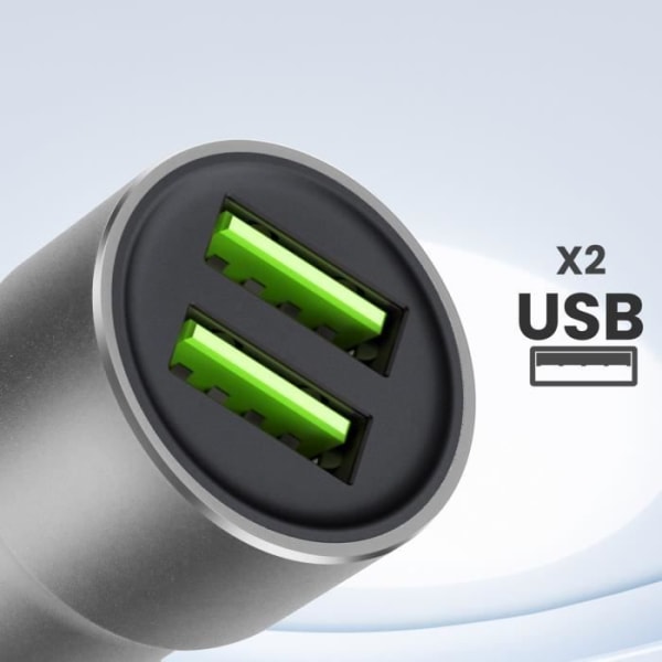 Cigarettænder Biloplader Dual USB Output 12W LinQ Sølv Grå