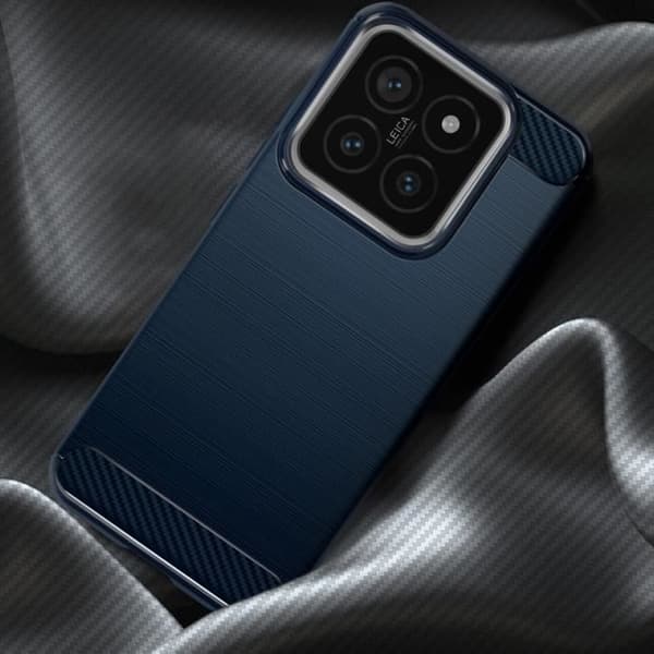 Fodral till Xiaomi 14 - AVIZAR - Flexibel kol och borstad effekt - Midnattsblå Blå