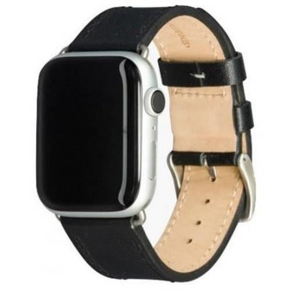 Armbånd - DBRAMANTE1928 - København - Saffiano Læder - Sort Sølv - Til Apple Watch 42-44mm Svart silver
